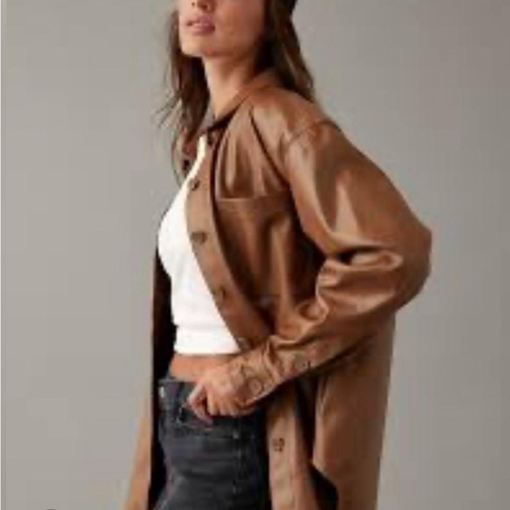 Women's vegan Leather shacket